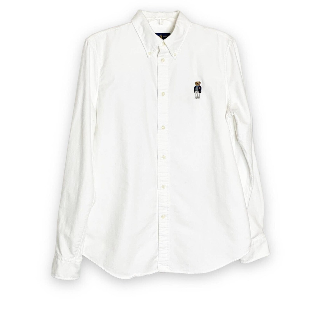 Polo Bear Ralph Lauren Men's Oxford Shirt Slim Fit Button Down Teddy Shirt - L